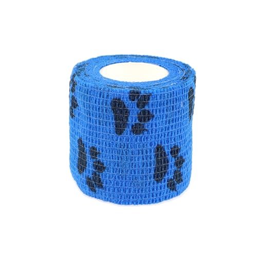 Self Adhesive Bandage Wrap Animal Cohesive Bandage Self Adherent Wrap First Aid Tape for Dogs Cats Horses Birds & Wrist Healing Ankle Sprain (2 Inch Blue Paw 6 Rolls) - color: 2 Inch Blue Paw 6 Rolls