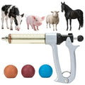 50ml Semi-Auto Repeating Livestock Syringe Gun, 5 Dose Settings | Ergonomic Grip, Clear Barrel & Luer Lock, Vet Injector for Cattle, Horses, Goats, Sheep & Pigs - color: Silver Gray50ML-B