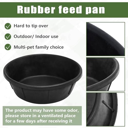 Sadnyy 5 Pcs 8 Quart/ 2 Gallon Rubber Feeder Pan, Rubber Feed Pan Utility Horse Feed Bucket Dog Bowl Horse Feeder for Cats Dogs Goats Chicken Dust Bath Container Animal Feeding, 14.57 x 4.5 inches - size: 8 Quart/ 2 Gallon