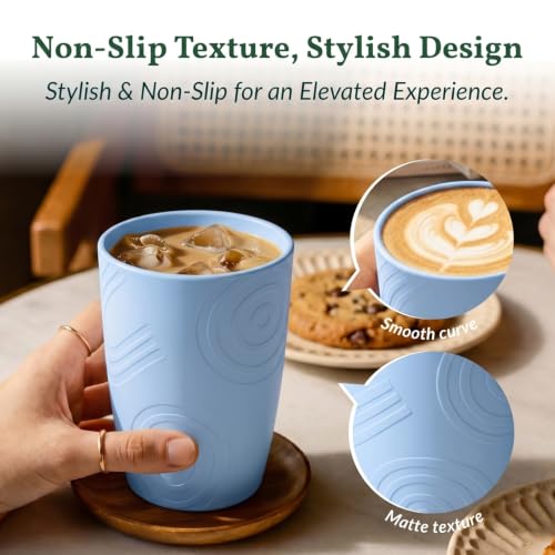 Homienly Wheat Straw Cups Lightweight Drinking Glasses Unbreakable Plastic Tumblers Dishwasher & Microwave Safe Plastic Cups for Kitchen, Travel, Camping, 12oz Reusable Cup Set (6 PCS, Multilight) - color: Multilight, size: 12 Ounces