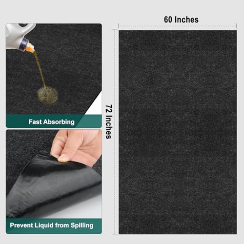 60" x 72" Giant Oil Drip Mat for Garage Driveway, Reusable Floor Oil Spill Leak Absorbent Pads for Motorcycle Car Oil Leak Stain Resistant - size: 5' x 6'