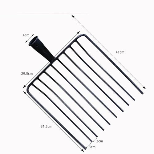 Steel Pitchfork Replacement Head, 10-Tooth Agricultural Manure Fork for Gardening and Stall Cleaning, Without Handle - color: 10 Teeth