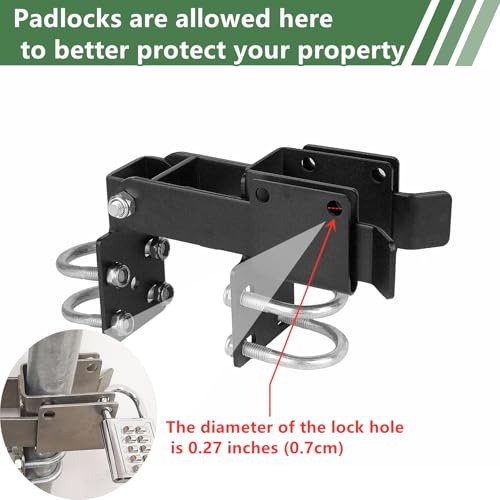 BiJun Chain Link Double Gate Latch for 1-1/4 Inch Gate Frames - Strong Arm Design with Padlock Holes,Chain Link Fence Latch for Ranch Fences & Yard Gates (Black) - color: Black