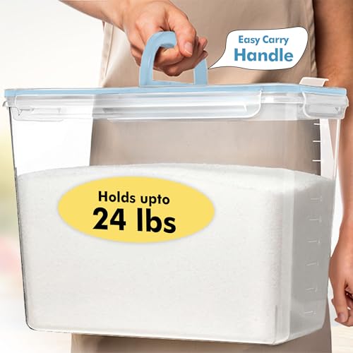 Shazo 2 PC (11L | 372 oz) Flour Sugar Storage Containers with Spout Lid & Easy Carry Handle - BPA Free Extra Large Airtight Food Storage Containers with Lids - Rice Canisters Sets for Kitchen & Pantry - color: Blue