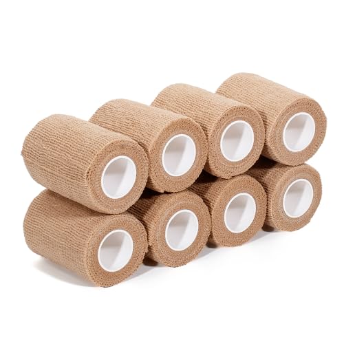 Self Adhesive Bandage Wrap,Bandage Tape,Medical Tape,Vet Tape | Athletic Tape Gauze,for First Aid,Sports, Wrist, Ankle (skin color, 3inch*8rolls) - color: Skin Color, size: 3inch*8rolls
