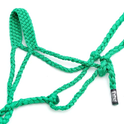 Jeffers Equine Braided Mule Tape Halter with 10' Detachable Lead Rope Set for Horses, 14 to 18 Hands - Stylish Design with Adjustable Poll Strap, Easy to Use Western Tack - Green - color: Green