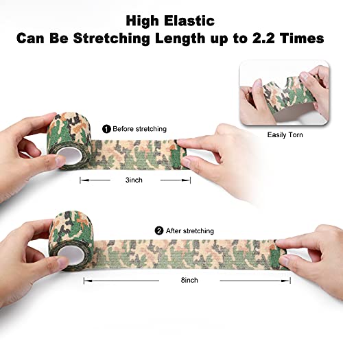 FRESINIDER 16 Rolls Self Adhesive Wrap Athletic Tape Gauze,Medical Bandage,Breathable Elastic Cohesive Bandage for Sports Injury & Pet (Camo) - color: Camo