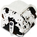 Heated Blanket Throw Blanket - Fast Heating Electric Blanket, Soft Heated Throw with 4 Time Settings,10 Heating Settings, Warm Gifts for Women Mom Grandma(50" x 60" Cow Print White) - color: 01 - Black Ombre-white, size: Throw 50" x 60"