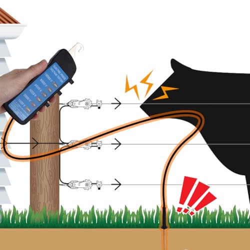 Electric Fence Tester, Electric Fence Fault Finder Voltage Tester Digital Electrical Finder Handheld Locator Checker Voltmeter Troubleshooter Indicator Lights Testing Livestock Equipment Waterproof | Digital Electrical Finder Handheld Locator Checker Volt
