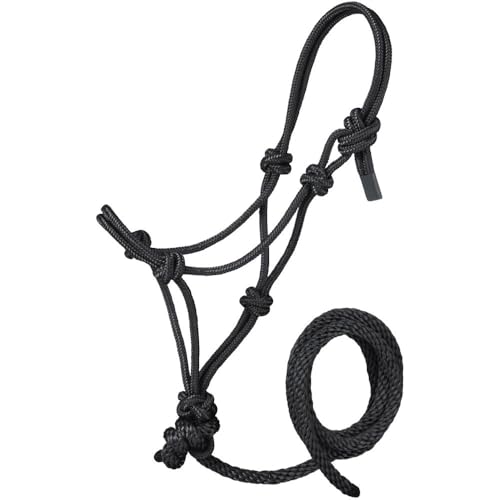 Tough1 Miniature Poly Rope Halter with Lead - color: Black, size: Medium