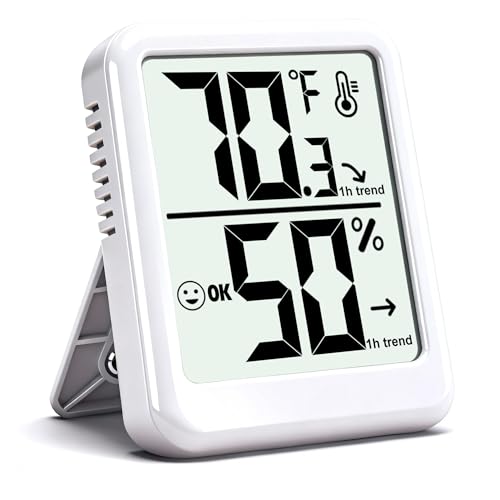 Room Thermometer Indoor Hygrometer Digital Humidity Meter | Accurate Sensor, Fast Refresh, Big Digits, Easy to View, ℉/℃, w/ AAA Battery, Compact for Home, Office, Pet, Plant - color: White - Upgraded Version, size: 1 - Pack