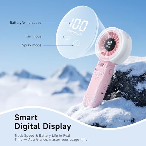 HandFan 4000mAh Handheld Turbo Misting Fan, 100 levels Adjustable High Speed Mister Fan, Portable Spray Water Mist Fans, Foldable Mini Hand Fans for Summer Beach Travel Concerts Disney(Pink) - color: Pink
