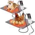 Remerry 2 Pcs Chicken Heated Pads 20 x 14 Inch Pet Heating Pad Small Animal Indoor Outdoor Heating Pad Adjustable Temperature Waterproof Heated Mat 30-Level Controller (25-60°c) with 10-Hour Timer