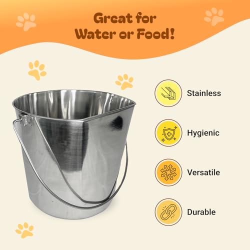 Advance Pet Products 4 Quart Heavy Duty Stainless Steel Flat Side Bucket | Durable Food & Water Pail for Dogs, Cats, Kennels, Cages and Critter Crates | Multi-Purpose Bucket - size: 4 Quart - Not Hooked