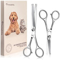 Pet Grooming Scissors Set - Round Tip Shears for Dogs & Cats | Professional-Grade Fur Trimming Shears Safely Cut Dog or Cat Hair. Set of 2.