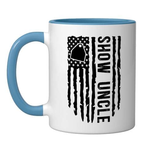 Livestock Show Uncle US Flag Livestock Show Uncle Ceramic Mug, Blue/White, 11oz - color: Blue/White, size: 11 Ounces