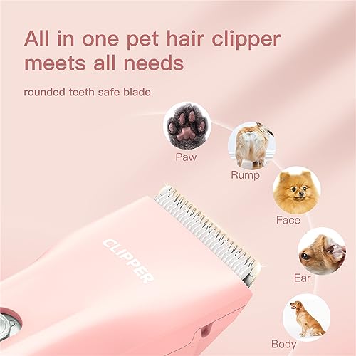 2 in 1 Prowerful Home Professional Dog Grooming Kit Clipper Low Noise USB Rechargeable Gifts for Dog Cat Pink,MTS006 - color: Mts006-pro-pink