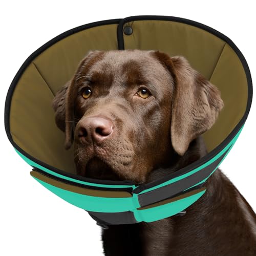 Soft Dog Cone Collar, Dog Cones for Large Dogs to Stop Licking | Soft Cone for Dogs After Surgery, Elizabethan Collar for Pets, Soft Fabric Pet Recovery Collar for Wound Healing, Green L - color: Green, size: L