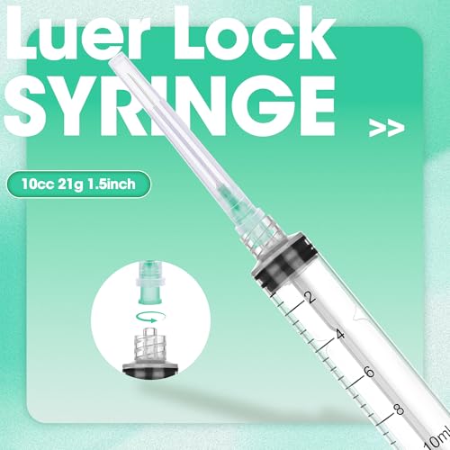 10mL/cc Disposable Luer Lock Syringe 21G 1.5 inch for Lab Use, Individually Wrapped, Pack of 50 - style: 10ml-21G-1.5" (Luer Lock)