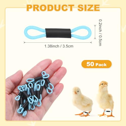 M METERXITY 50-Pack Adjustable Chick Leg Bands, 1.38" x 0.2" Polyester Chicken Leg Brace for Chicks/Ducks/Birds [Light Blue] Poultry Leg Bands - color: LightBlue