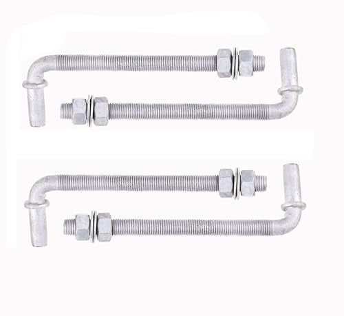 J-Bolt Post Hinge with 5/8" Hinge Pin Galvanized Post Gate Hinge for Chain Link Fence, Washers & Nuts Included (8" (4 Pcs)) - size: 8" (4 Pcs)