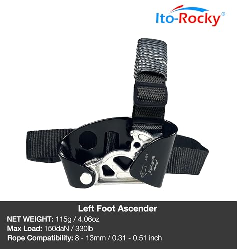 Foot Ascender Riser - Rope Climbing Equipment for SRT Climbing & Tree Arborist Climbing Device - color: Left Foot Black