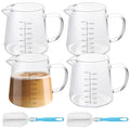 4 Pack 12oz Coffee Measuring Glass Cups, Heat Resistant Espresso Shot Pitcher Glass Cup, Microwave & Dishwasher Safe Milk Frothing Pitcher Creamer Container