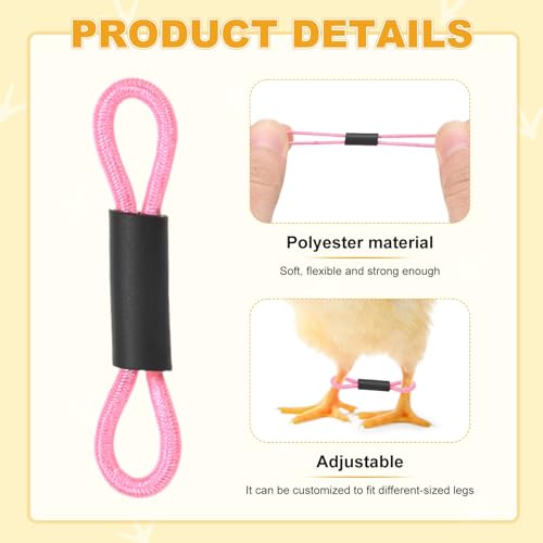 M METERXITY 50-Pack Adjustable Chick Leg Bands, 1.38" x 0.2" Polyester Chicken Leg Brace for Chicks/Ducks/Birds [Pink] Poultry Leg Bands - color: Pink