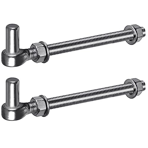 Insaga M16x 10'' J-Bolt Gate Hinge, 304 Stainless Steel J-Bolt Post Hinge for Farm Gate, 5/8" Male Pin J-Bolt Hinge for Chain Link Fence Gate, Gate Hinges for Metal Gates (2Pcs) - color: M16-10''-2PCS