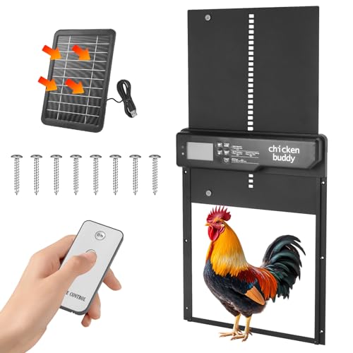Solar-Powered Automatic Chicken Coop Door with LCD Display, Timer & Light Sensor, 4 Operation Modes, Aluminum Alloy Construction, 20M Remote Control – Secure and Convenient Poultry Door
