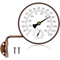 4 Inch Brass Outdoor Thermometer & Humidity Gauge, Analog Dial | Weatherproof Window Thermometer Hygrometer, °F/°C Dual Scale Battery Free, Adjustable Swivel Bracket for Patio, Greenhouse