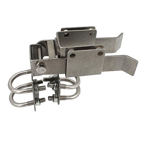 BiJun Chain Link Double Gate Latch for 1-3/8" Frames | No drop rod required,heavy duty galvanized steel,fits 4"-4.92" gaps,horizontally adjustable for residentialar outdoor fences