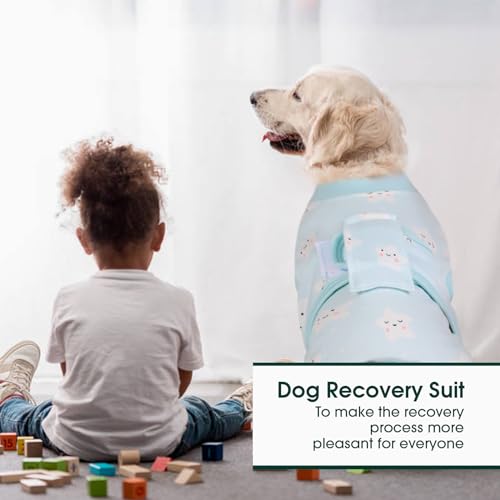 Kuoser Recovery Suit for Dogs Cats, Soft Dog Surgery Suit Female Male Spay | Professional Dog Onesie for Surgery, Substitute E-Collar & Cone, Prevent Licking Dog surgical suit Pet Neuter Suit - color: Star, size: X-small (Back:8.3-11.4'', Weight:4-7 Lb)