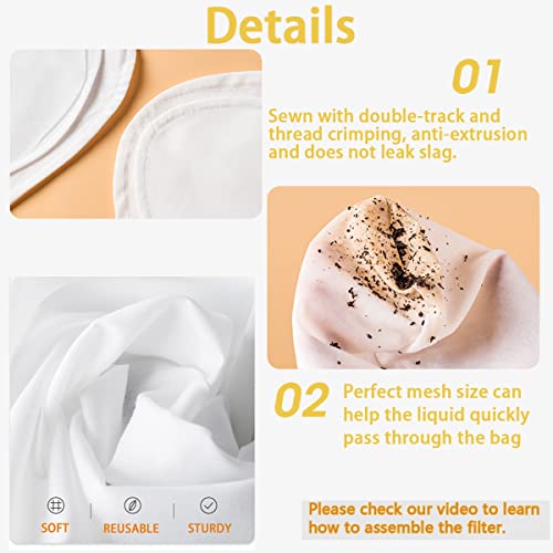 3 PCS Fine Mesh Strainer Bags with Handle, Reusable Nut Milk Bag Thai Tea Strainer, Cheesecloth for Straining NutMilk Coffee Milk Juices Honey Wine Oil - color: 3 Medium Size