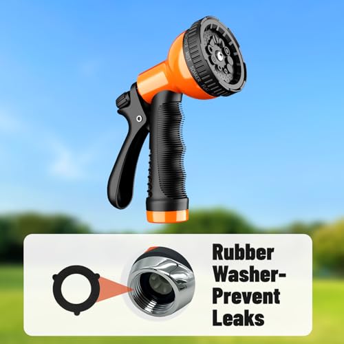 Besiter Garden Hose Nozzle Sprayer 10 Watering Patterns Spray Nozzles Heavy Duty Hose Head Lightweight Hose Attachment Orange - color: Orange