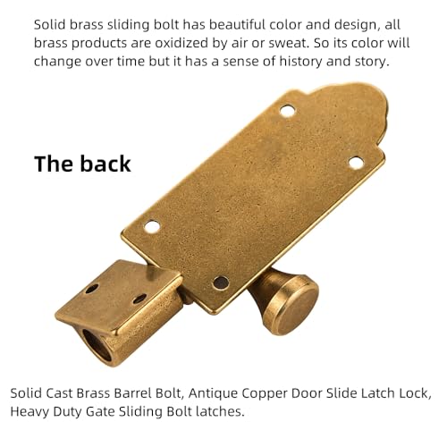 Antique Barrel Bolt Buckle Heavy Duty,Solid Brass Thickened Door Latch (Bronze Upgrade) - color: Bronze Upgrade