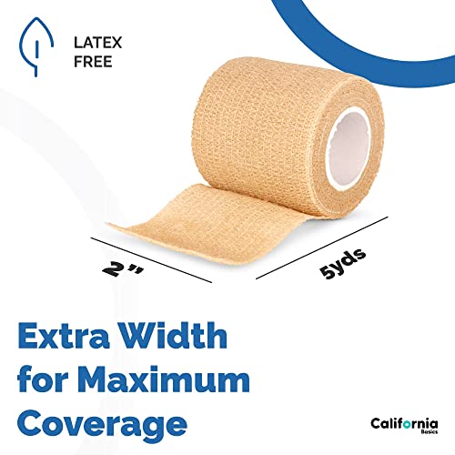 12 Pack Self-Adhesive Bandage Wrap - 2 Inches x 5 Yards - Elastic Self Adherent Cohesive Wrap Bandage - Breathable Athletic Tape for Wrists, Knee, Ankle - First Aid Sports - Brown - color: Brown, size: 2 Inch x 5 yard- Pack of 12