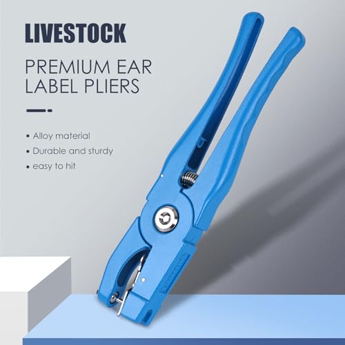 Cattle Ear Tagger Universal Livestock Ear Tag Pliers Applicator for Cattle Cow Pig Sheep Goat Livestock(Blue)