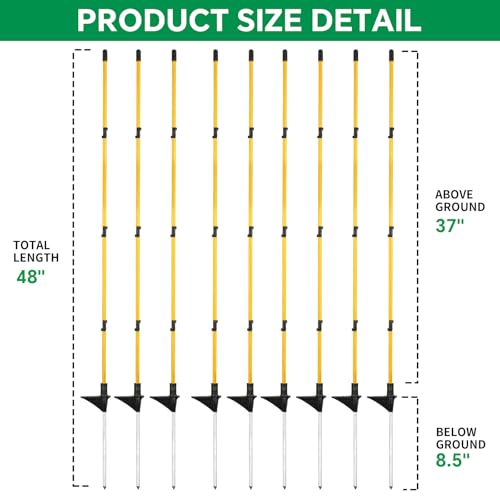 46 Inches Fiberglass Step in Electric Fence Posts,Temporary Fence Stakes for Cows,Sheep and Animals Fence,Snow Fence, Garden Protection,Portable Fence Ideal for Electric Fencing-20 Posts - style: 46Inch-20 Pack