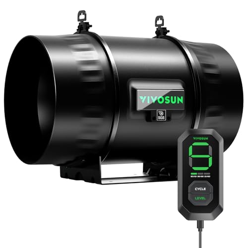 VIVOSUN T8 8" Inline Fan &Cycle Mode Speed Controller, 832 CFM Aerozesh Fan | 3 Cycle Modes, Grow Tent Kit Ventilation Fan, EC Motor, Programmable Exhaust Fan for Heating Cooling Booster, Hydroponics - color: Black Pro, size: 8"