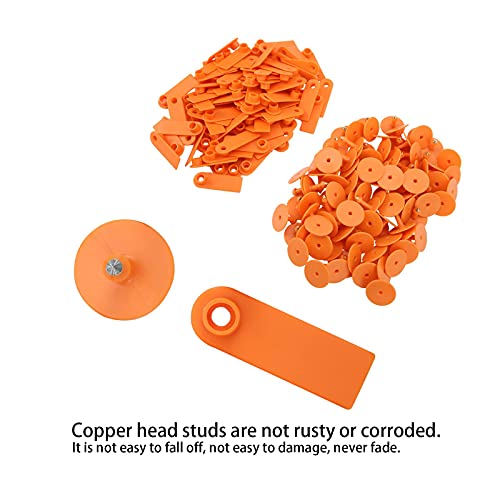 100PCS Cattle Ear Tags, Blank Cattle Ear Tags TPU Cow Ear Tags Farm Goat Ear Tags Livestock Large Size Livestock Identification Ear Tags for Identification Cattle,Sheep Goat, Pig(Orange) - color: Orange