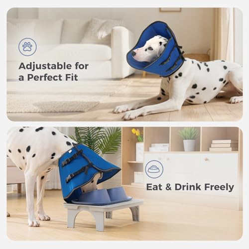 Avont 2026 Upgraded Dog Recovery Collar, Breathable Elizabethan Collar, M | Soft Dog Cone Alternative After Surgery to Stop Licking, Foldable/Adjustable/Secure-Fit for Medium Large Dogs, Blue - color: Blue, size: M Neck:(11.8"-13.8") Depth:(9.1")