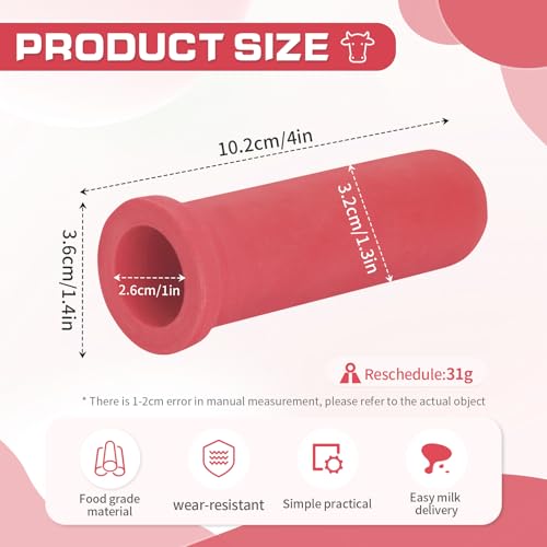 6PCS Calf Feeder Pacifier Teats Soft Rubber Food Grade Feeding Nipples | Bite-Resistant Calf Teat Nipple Replacement Feeding Nipples Farm Supplies, Livestock Nursing Bottle Nipple Milk Bucket Feeder - color: RED