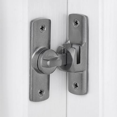 Grey Barn Door Latches,90/180 Degree Gate Lock_D | Aluminum Alloy Right Angle Door Lock Latch,Flip Gate Latches Hardware,Sliding Door Lock for Cabinets,Fence Gates,Pet Cage - color: Gray