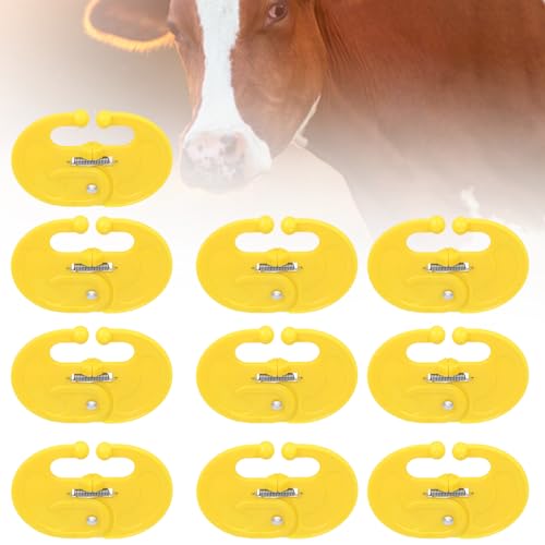Calf Weaner Cow Nose Thorn Thick 10pcs Plastic Cattle Nose Rings Milk Sucking Preventer Yellow