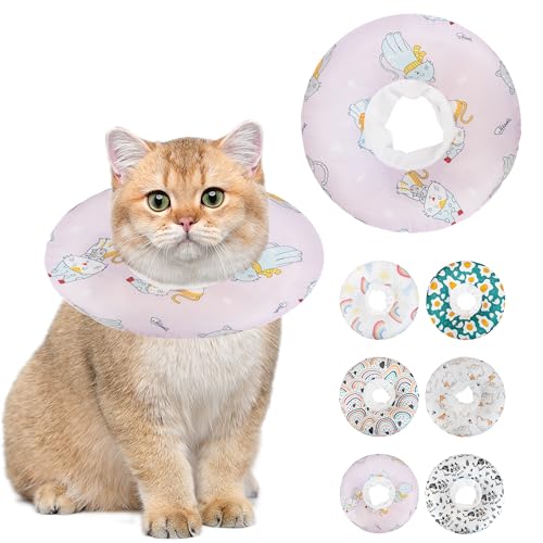 Soft Cat Cone Collar, Cute Cats Recovery Collar Suitable for Cats - color: Pink Cat, size: Medium