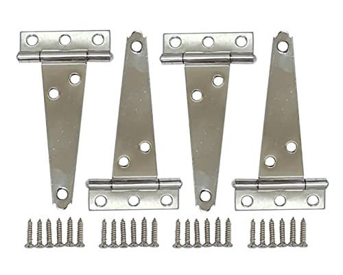 Stainless Steel Light Tee Hinge, with Stainless Steel Screw, 3" x 2-5/16" x 1.4 mm, Vibrated Stainless Steel, 4 Pack, Made in Taiwan - color: Vibrated Stainless Steel, size: 4pack(3")