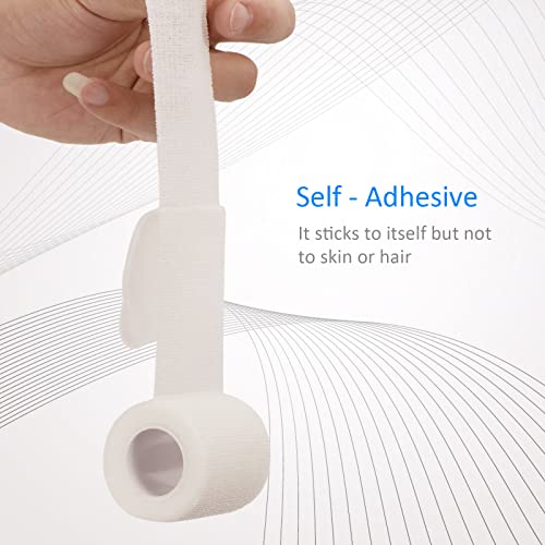 24Pcs Self Adherent Cohesive Bandages Wrap Self Adhesive 2 in White | Self Adherent Bandages Wrap First Aid Self Adhesive Bandage Elastic Sports Athletic Tape Wrist Ankle Pet Vet Wrap Grip Cover - color: White, size: 24Pcs