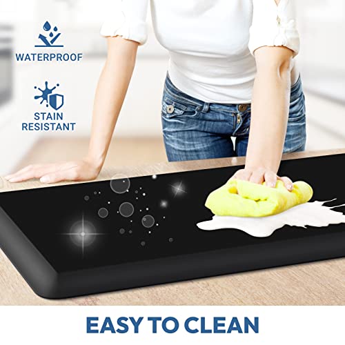 4/5 Inch Thick Kitchen Mat - Cushioned Anti Fatigue Mats for Kitchen Floor - Easy to Clean, Waterproof, Non-Slip Kitchen Rug for Sink, Office, Kitchen (22''x36'' Black) | Easy to Clean, Water Resistant, Non-Slip Thicker Rug, Standing Desk Mat for Sink, Of