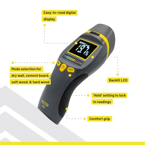 General Tools MM9 Moisture Meter for Wood, Walls & Drywall Detection | Pin & Pinless wood moisture meter for walls & drywall. Moisture detector for firewood. Ideal for moisture testing wood. - size: Pin & Pinless